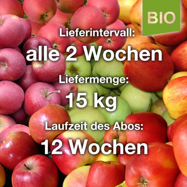 Bio-ApfelAbo / alle 2 Wochen / 15kg=ca.75-100Äpfel / 12 Wochen