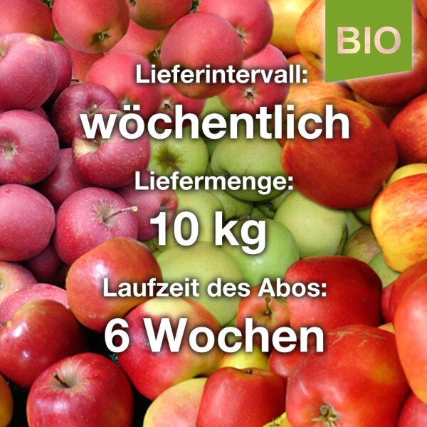 Bio-ApfelAbo / wöchentlich / 10kg=ca.50-70Äpfel / 6 Wochen