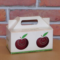 Box mit 2 roten Bio-Äpfeln / biohof-box neutral / Smilieäpfel