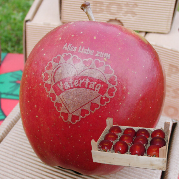 Liebesapfel rot / Vatertag / 12 Äpfel Holzkiste / Kiste ohne Branding