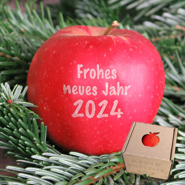 Apfel mit Branding - Frohes neues Jahr 2025