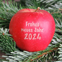 Frohes neues Jahr 2025 - Apfel mit Branding