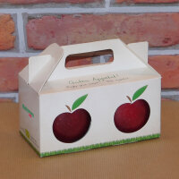 Box mit 2 roten Bio-Äpfeln / Box indiv. Druck 4c / Äpfel ohne Motiv