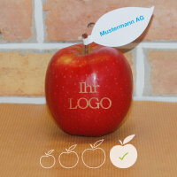 LOGO-Apfel / rot BIO / sehr groß / Blatt indiv. Druck farbig