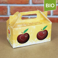 Box mit 2 roten Bio-Äpfeln / Weihnachtsbox / Herzäpfel